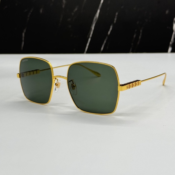 NEW GUCCI GOLD GREY SQUARE SUNGLASSES GUCCI NEW COLLECTION 2024 - Picture 4 of 15